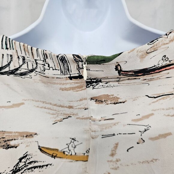 Chetta B Cream Sleeveless Dress Venice Italy Retro Mediterranean Sheath 6 - Picture 6 of 14